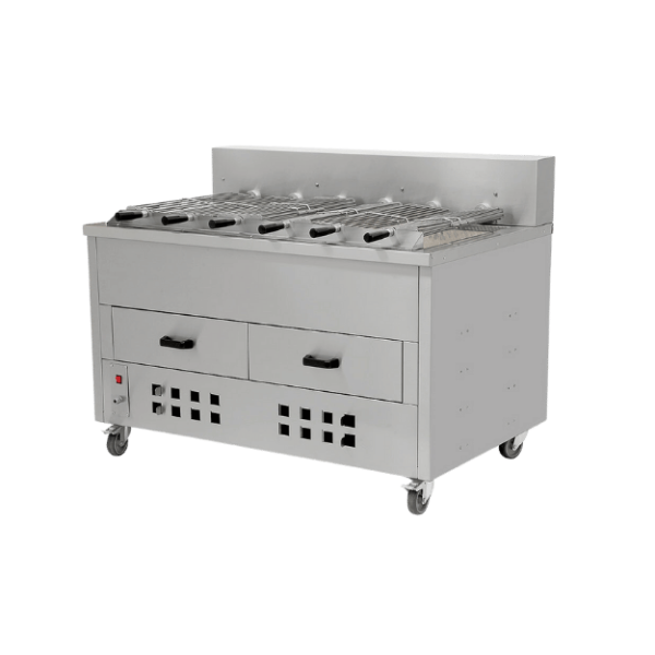 Horizontal Chicken Rotisserie with Charcoal